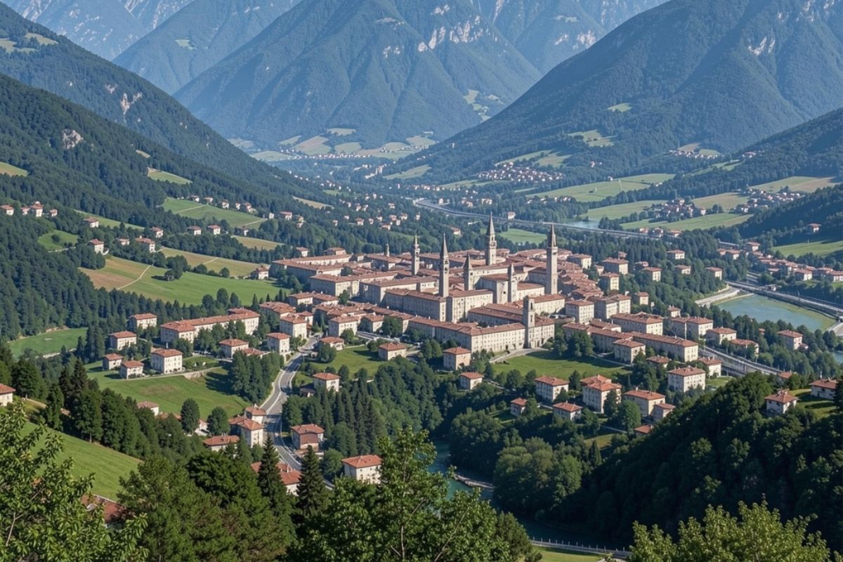 Panorama di Rovereto e delle montagne circostanti, evidenziando la bellezza naturale della regione